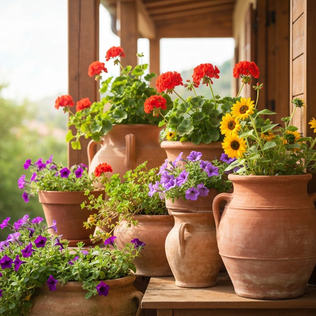 Balkonske cvetlice v terrakota loncih